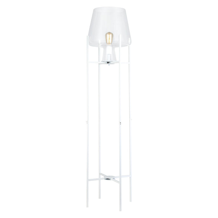 Leticia White Metal and Clear Glass Bowl 61-Inch Floor Lamp-On