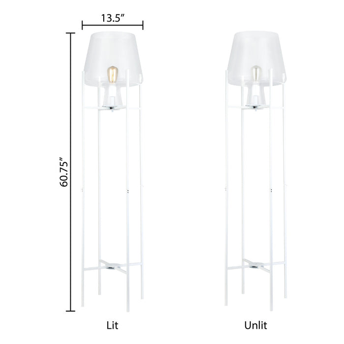 Leticia White Metal and Clear Glass Bowl 61-Inch Floor Lamp