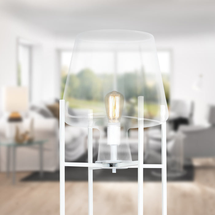 Leticia White Metal and Clear Glass Bowl 61-Inch Floor Lamp