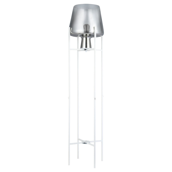 Leticia White Metal and Silver Glass Bowl 61-Inch Floor Lamp-Off