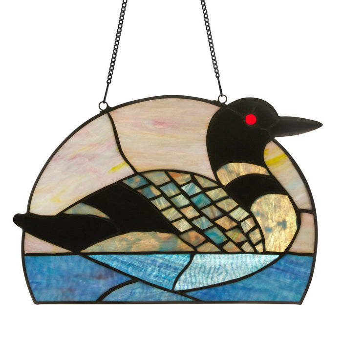 Loon Stained Glass Window Panel-Backlit