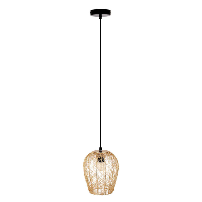 Lucinda 7.25"W Modern Gold Woven Metal Pendant Light-Off