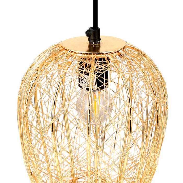 Lucinda 7.25"W Modern Gold Woven Metal Pendant Light