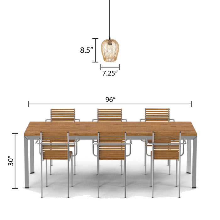 Lucinda 7.25"W Modern Gold Woven Metal Pendant Light