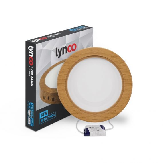 LYNCO Led panel 18W 4000K nadgradni krug dezen drvo