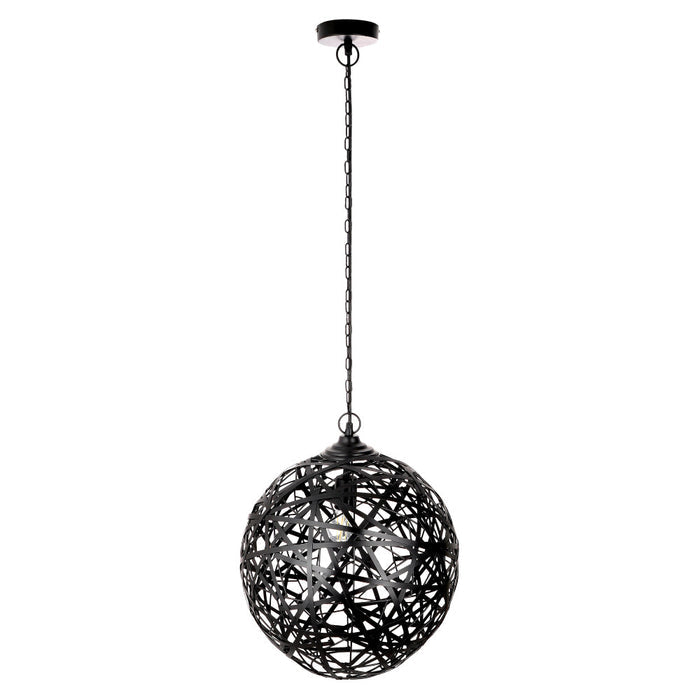 Magnolia 16.25"W Modern Black Abstract Globe Metal Pendant Light-Off