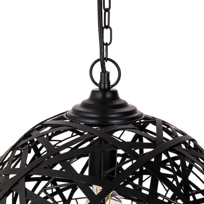 Magnolia 16.25"W Modern Black Abstract Globe Metal Pendant Light