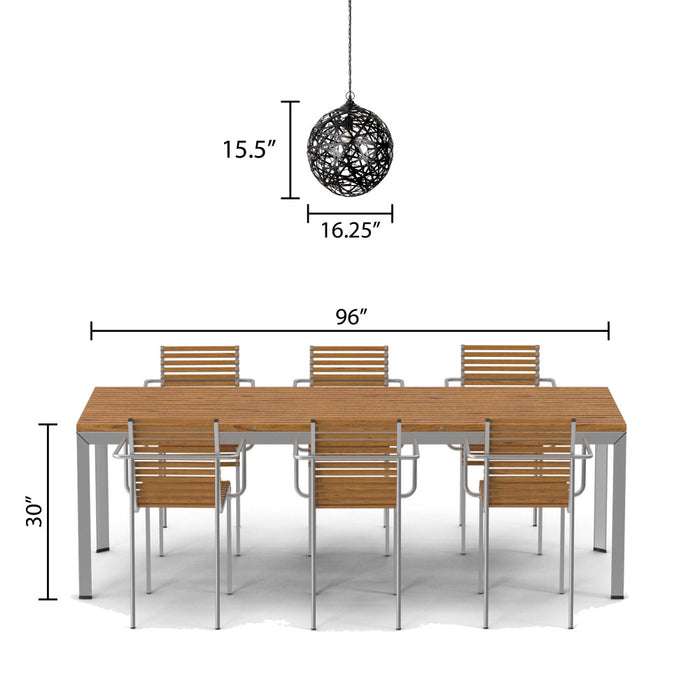 Magnolia 16.25"W Modern Black Abstract Globe Metal Pendant Light