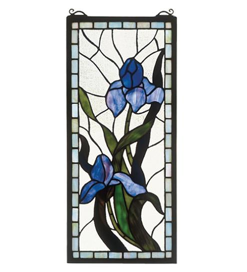 Meyda Tiffany Iris Stained Glass Window - Stained Glass Iris Stained Glass Window Without Lighting
