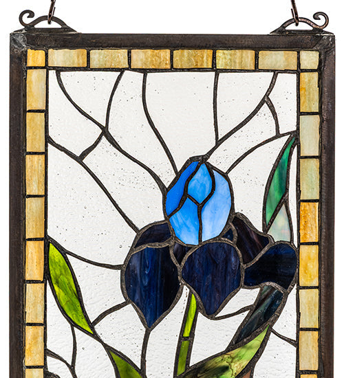 Meyda Tiffany Iris Stained Glass Window - Stained Glass Iris Stained Glass Window Closeup