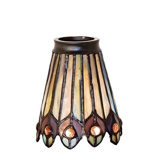 Meyda Tiffany Jeweled Peacock Fanlite Shade - Stained Glass Jeweled Peacock Fanlite Shade Singular Shade
