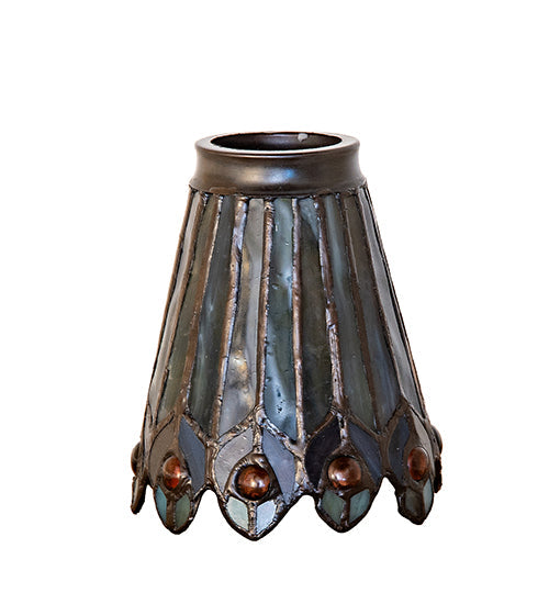 Meyda Tiffany Jeweled Peacock Fanlite Shade - Stained Glass Jeweled Peacock Fanlite Shade Turned Off