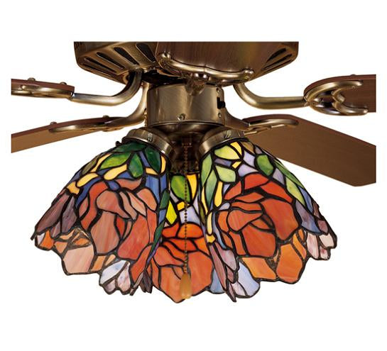 Meyda Tiffany Orange Iris Fanlite Shade - Stained Glass Orange Iris Fanlite Shade