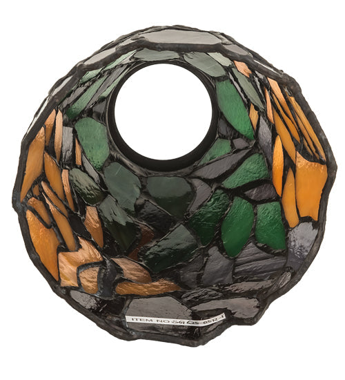 Meyda Tiffany Orange Iris Fanlite Shade - Stained Glass Orange Iris Fanlite Shade Inside View