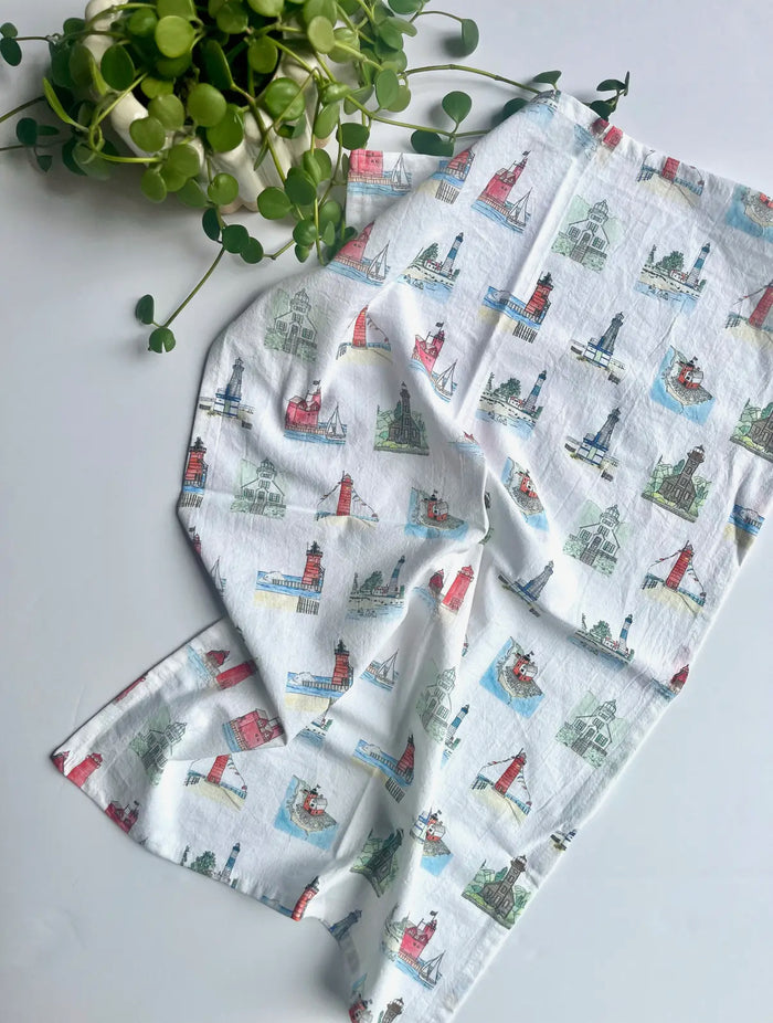 Michigan Lighthouse Tea Towel