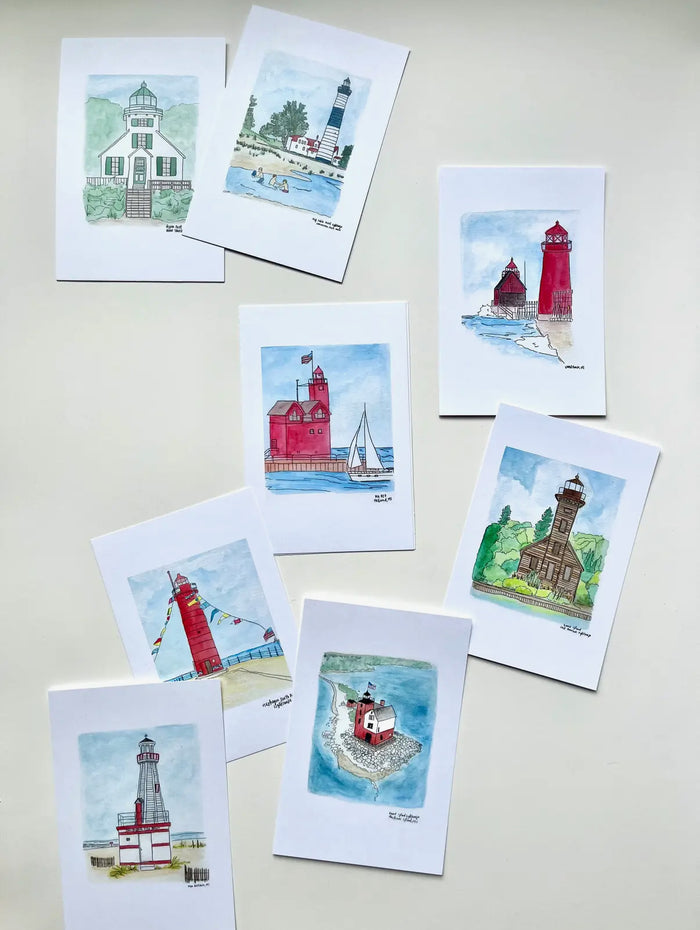 Michigan Lighthouse Watercolor Postcard Pack