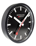 Mondaine Round Wall Clock - Black Dial - Black Metal Case - A990.CLOCK.64SBB