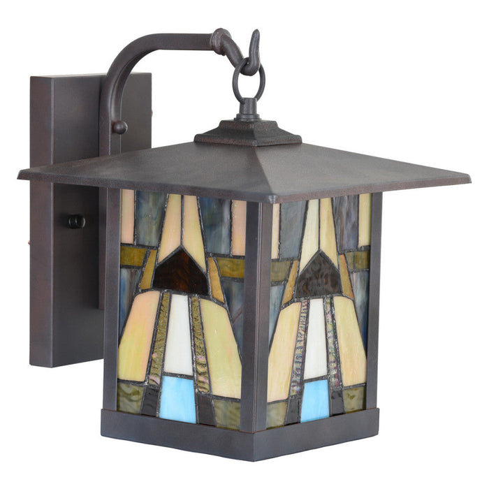 Natural Stained Glass and Oil Rubbed Bronze 1-Light Outdoor Lantern Wall Sconce-Off