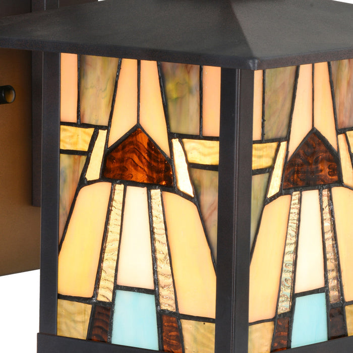 Natural Stained Glass and Oil Rubbed Bronze 1-Light Outdoor Lantern Wall Sconce