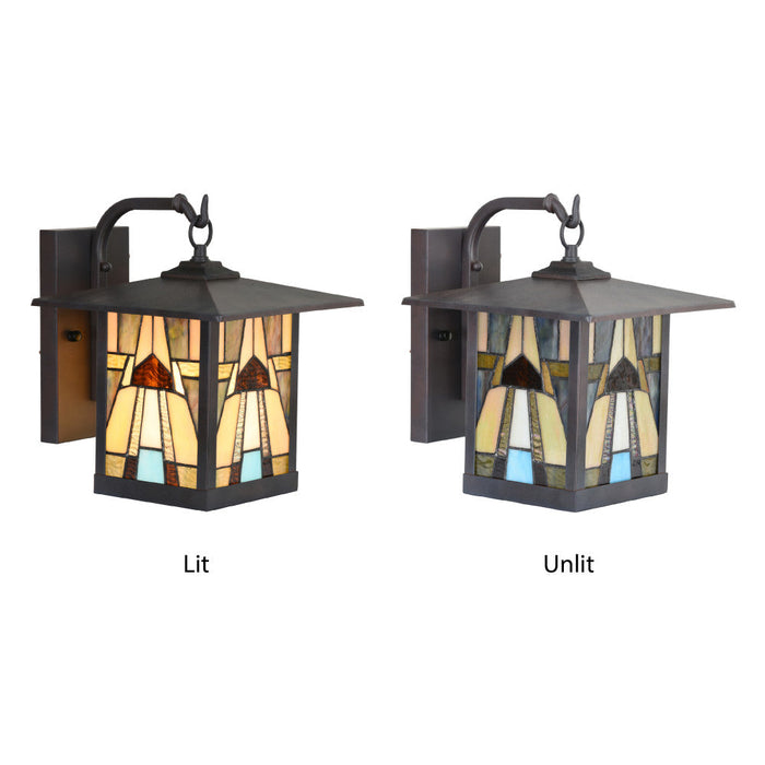 Natural Stained Glass and Oil Rubbed Bronze 1-Light Outdoor Lantern Wall Sconce