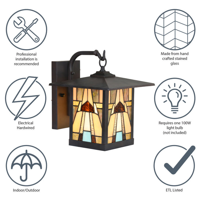 Natural Stained Glass and Oil Rubbed Bronze 1-Light Outdoor Lantern Wall Sconce