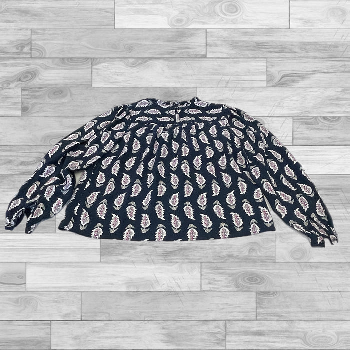 Navy Top Long Sleeve Loft, Size Xs
