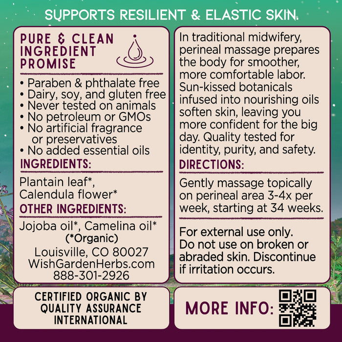 Perineum Massage Oil Birthing Prep Ingredients & Supplement Facts