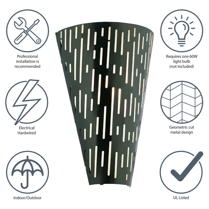 Noah Black Matte Metal Cone-Shaped Outdoor Wall Sconce