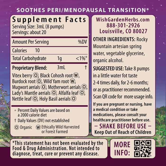 Cycle Changes Peri/Menopause Ingredients & Supplement Facts