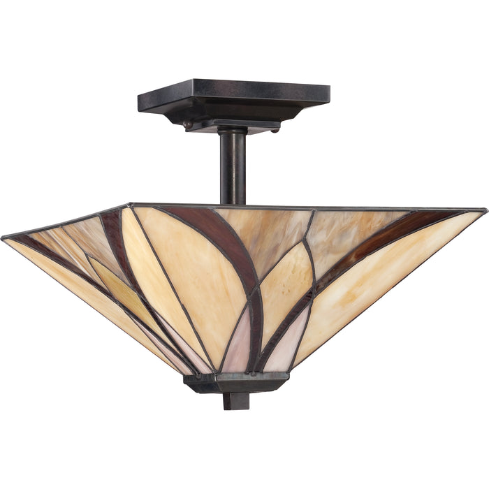 Quoizel Asheville Medium Semi Flush Mount - Stained Glass Asheville Medium Semi Flush Mount Turned Off