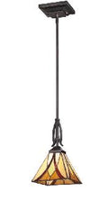 Quoizel Asheville Rod Hung Mini Pendant - Stained Glass Asheville Rod Hung Mini Pendant Turned On