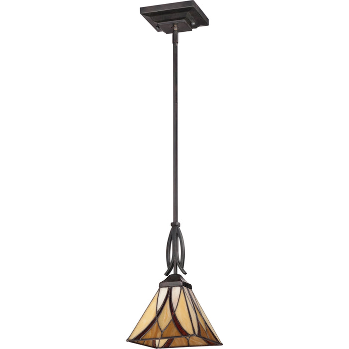 Quoizel Asheville Rod Hung Mini Pendant - Stained Glass Asheville Rod Hung Mini Pendant Turned Off