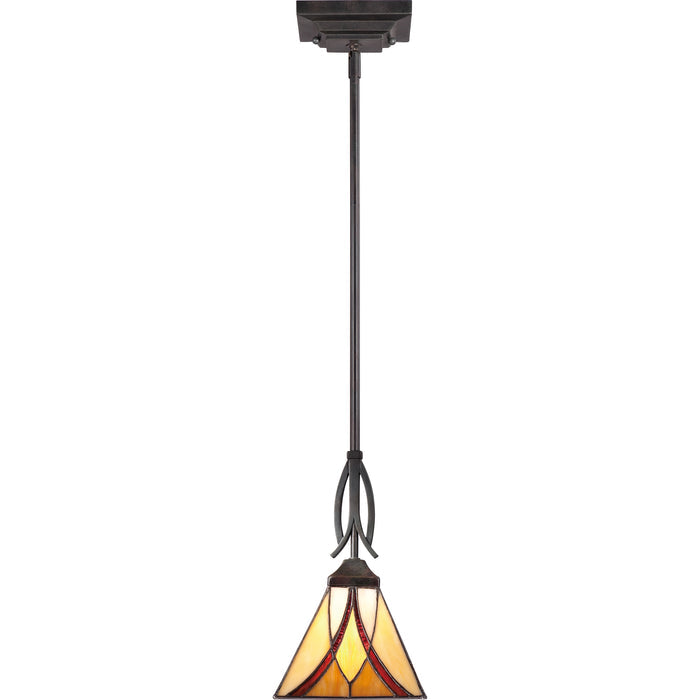Quoizel Asheville Rod Hung Mini Pendant - Stained Glass Asheville Rod Hung Mini Pendant Turned On