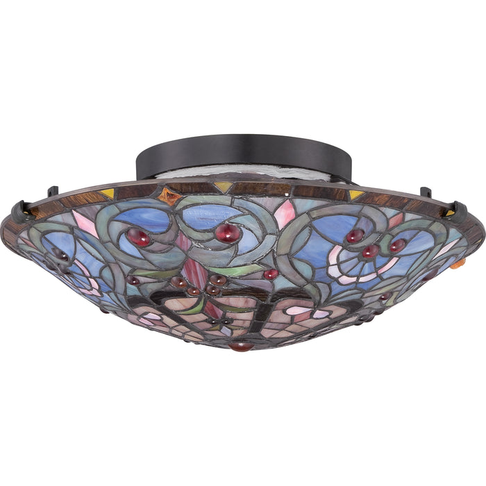 Quoizel Carroll Flush Mount Ceiling Light - Stained Glass Carroll Flush Mount Ceiling Light Turned Off