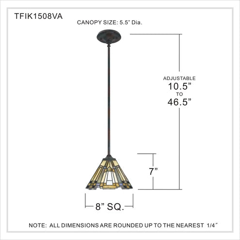 Quoizel Inglenook Rod Pendant - Stained Glass Inglenook Rod Pendant Full Dimensions