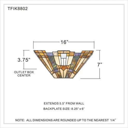 Quoizel Inglenook Sconce - Stained Glass Inglenook Sconce Full Dimensions