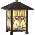 Quoizel Inglenook Table Lamp - Stained Glass Inglenook Table Lamp Turned On