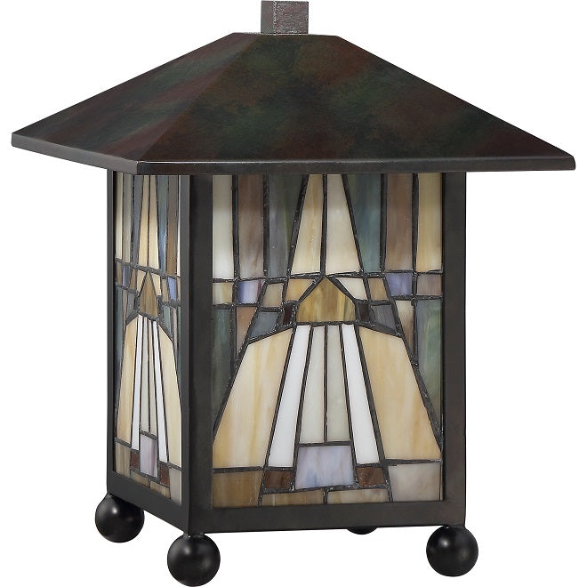 Quoizel Inglenook Table Lamp - Stained Glass Inglenook Table Lamp Turned Off