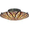 Quoizel Victory Flush Mount - Stained Glass Victory Flush Mount Turned On