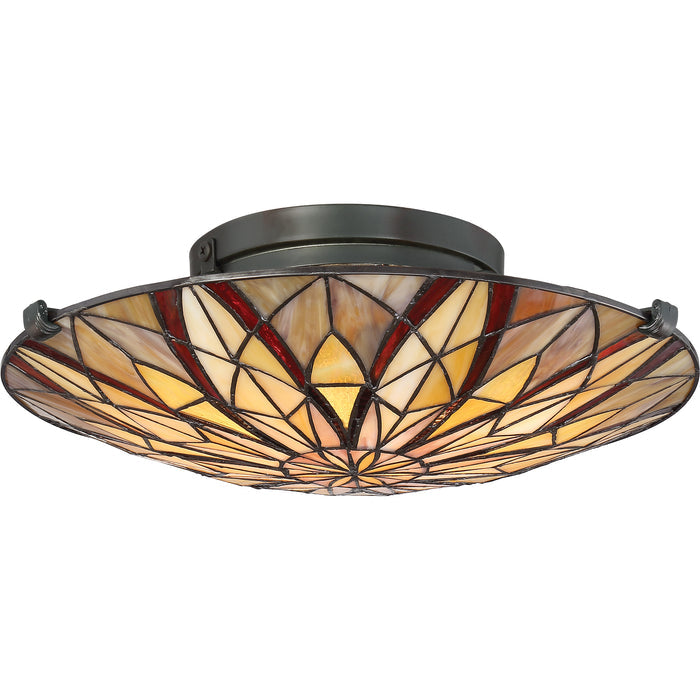 Quoizel Victory Flush Mount - Stained Glass Victory Flush Mount Turned On