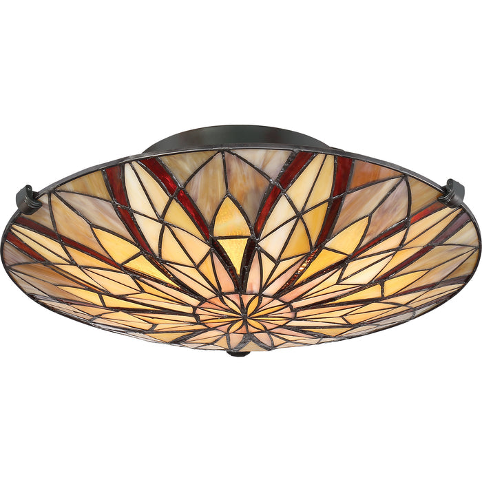 Quoizel Victory Flush Mount - Stained Glass Victory Flush Mount Turned On Detailed