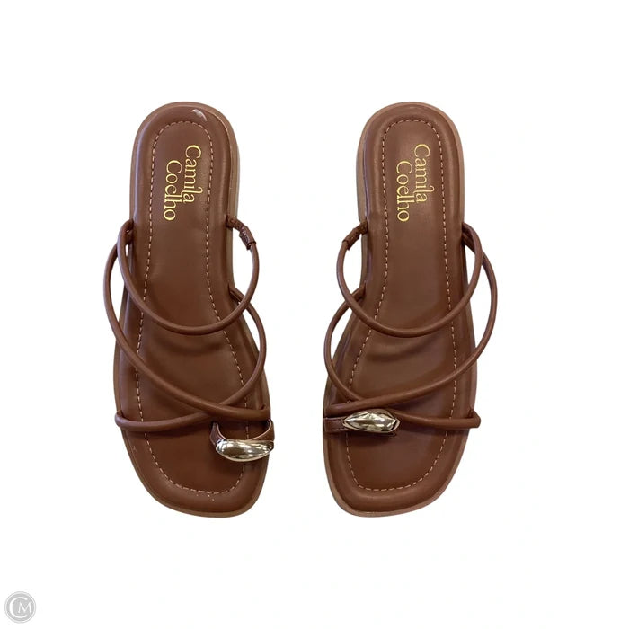 Sandals Flats By Clothes Mentor In Brown, Size: 6.5
