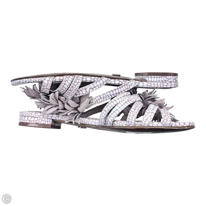 Sandals Flats By Clothes Mentor In Brown & White, Size: 6.5