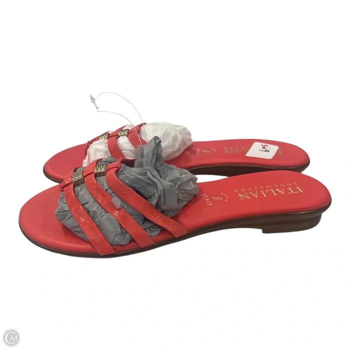 Sandals Flats By Italian Shoemakers In Coral, Size: 9