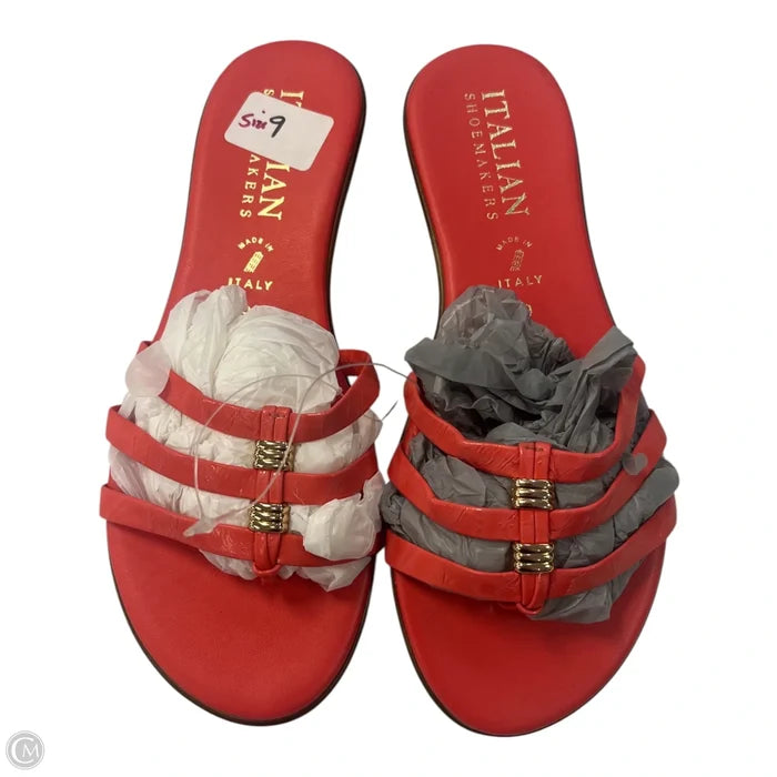 Sandals Flats By Italian Shoemakers In Coral, Size: 9