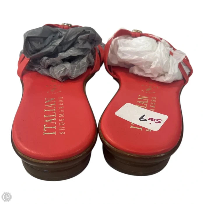 Sandals Flats By Italian Shoemakers In Coral, Size: 9