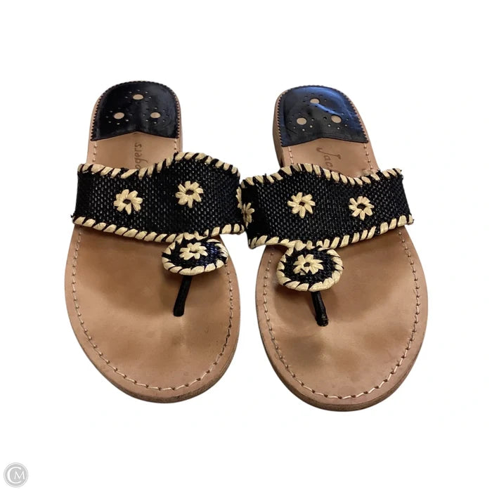 Sandals Flats By Jack Rogers In Black & Tan, Size: 11