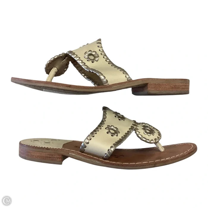 Sandals Flats By Jack Rogers In Cream & Silver, Size: 5