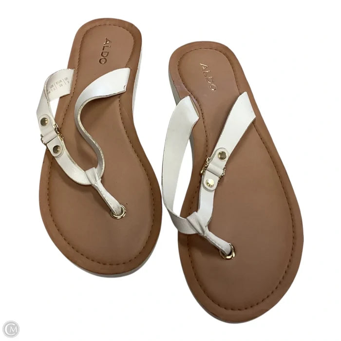 Sandals Flip Flops By Aldo In White, Size: 7.5