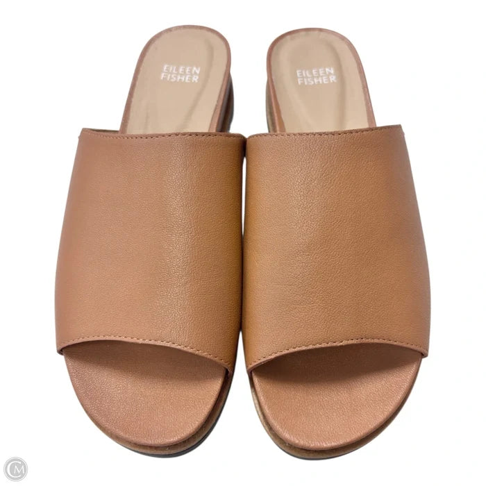 Sandals Heels Platform By Eileen Fisher In Tan, Size: 9.5